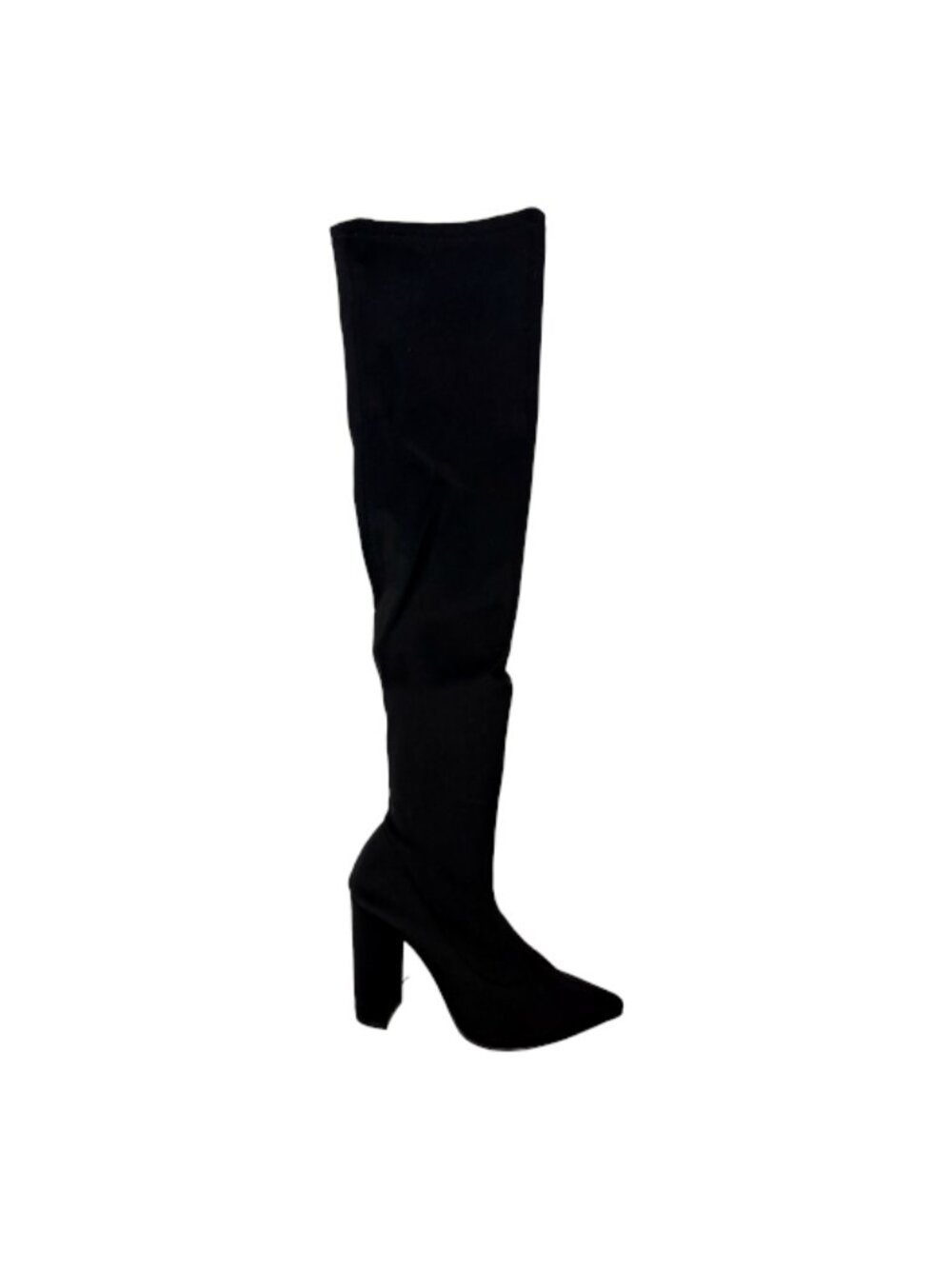 Qupid Signal-20 Women's Black Stretch Thigh High Heel Boots